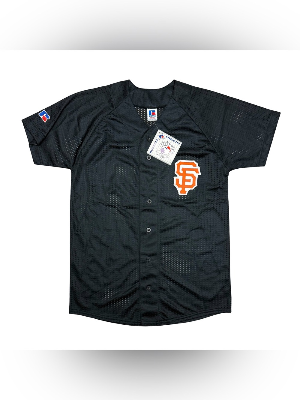 Vintage 1990s Russell San Francisco Giants Button-Up Jersey Black Size Youth L